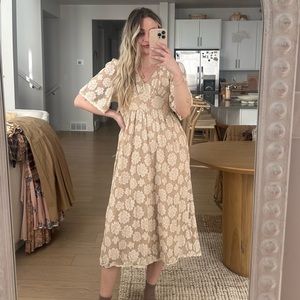 Blush pink lace dress